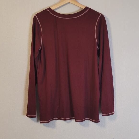 Cuddl Duds‎ Womens Long Sleeve T Shirt Size S Maroon Modal Rayon Crew Neck - Picture 2 of 7